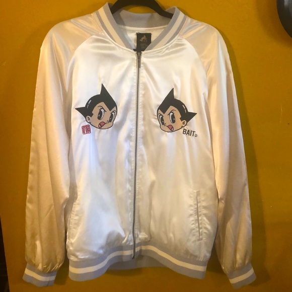 Balenciaga Other - RARE Bait Astroboy white / gray on the moon silky baseball letterman jacket